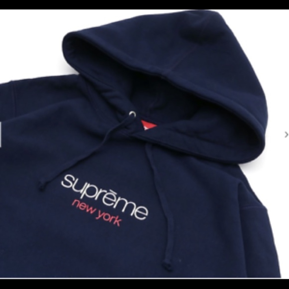 Supreme New York  navy blue hoodie - Picture 2 of 6